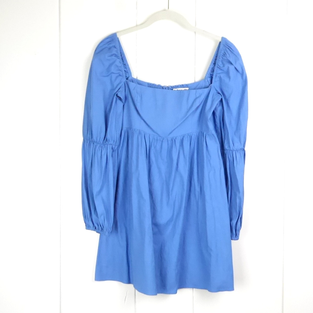 Reformation Dress Womens SZ 0 Michaela Organic Cotton Poplin Square Neck Smocked